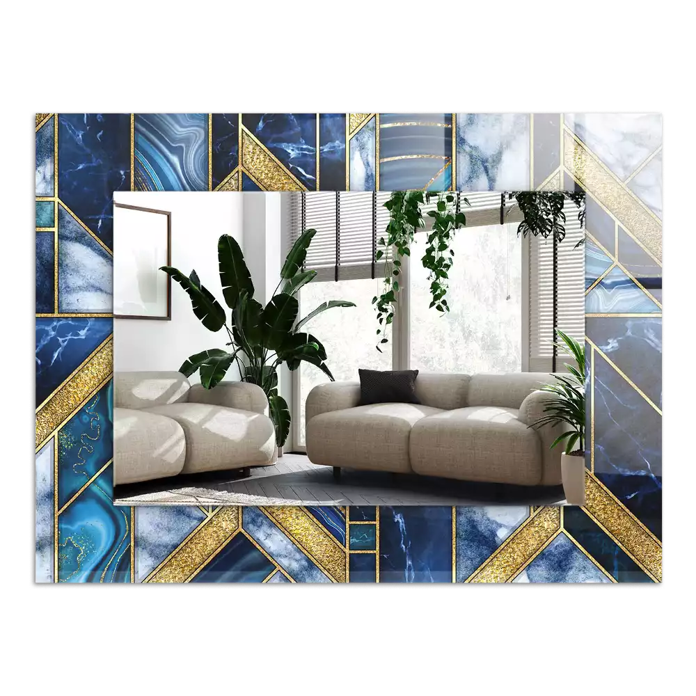 Lustro dekoracyjne prostokątne z abstrakcyjną mozaiką o geometrycznym wzorze