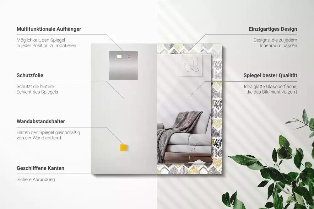 Lustro prostokątne z nadrukiem w kolorowe serduszka