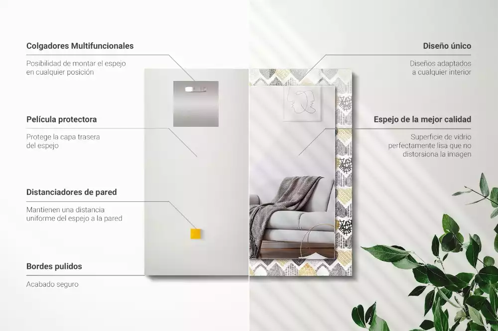 Lustro prostokątne z nadrukiem w kolorowe serduszka