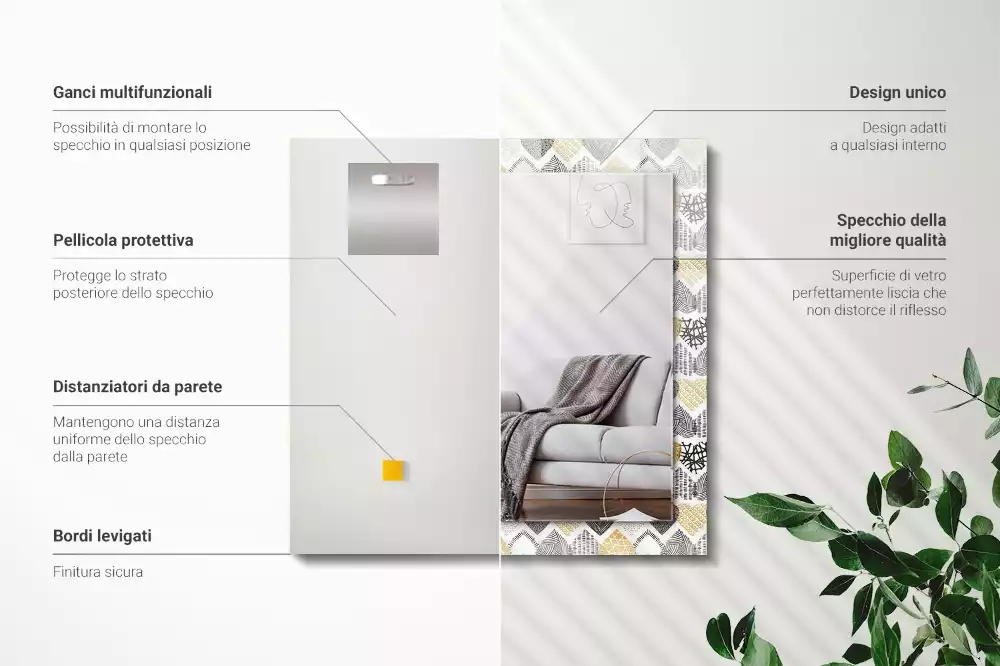 Lustro prostokątne z nadrukiem w kolorowe serduszka