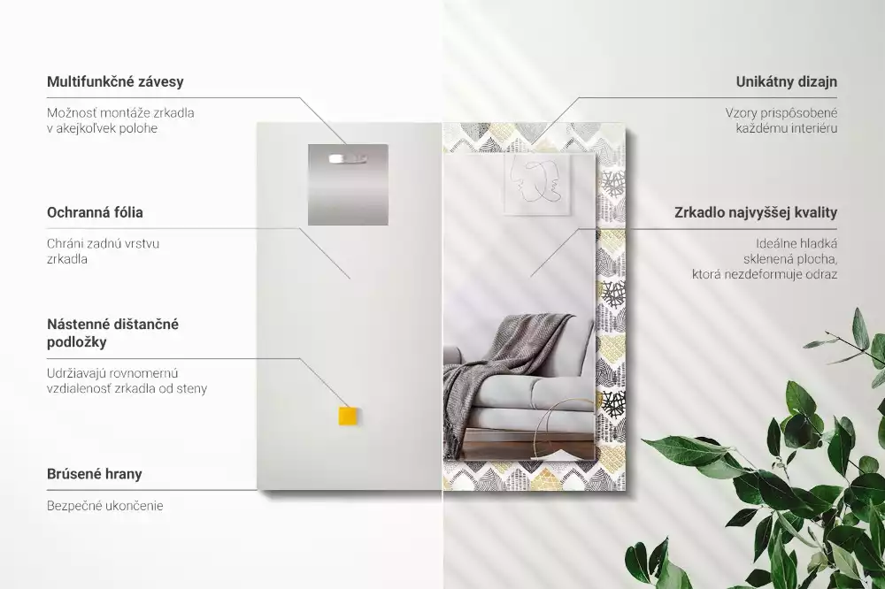 Lustro prostokątne z nadrukiem w kolorowe serduszka