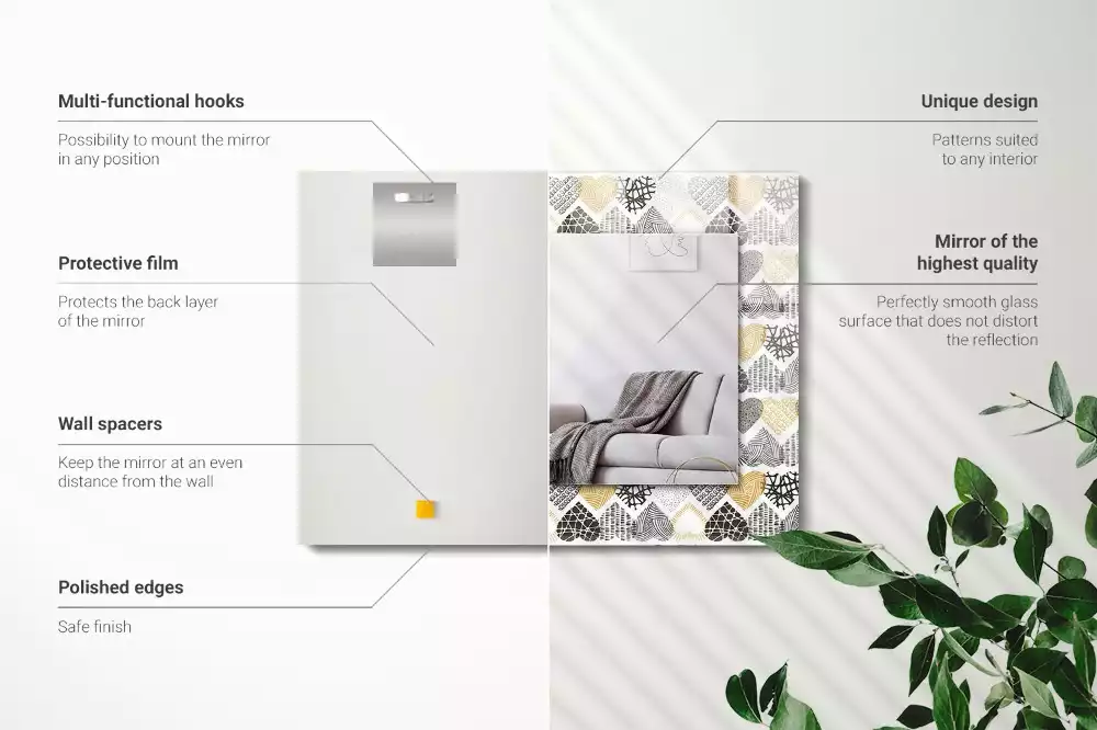 Lustro prostokątne z nadrukiem w kolorowe serduszka