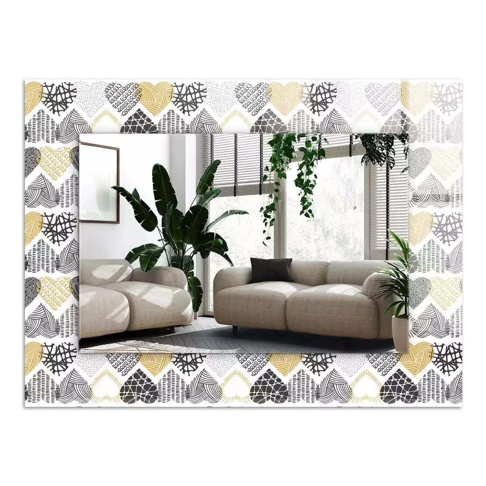 Lustro prostokątne z nadrukiem w kolorowe serduszka