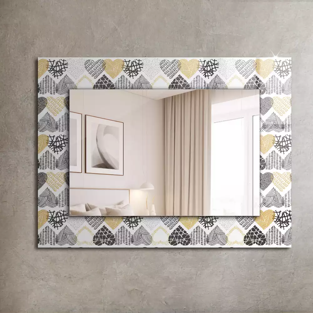 Lustro prostokątne z nadrukiem w kolorowe serduszka