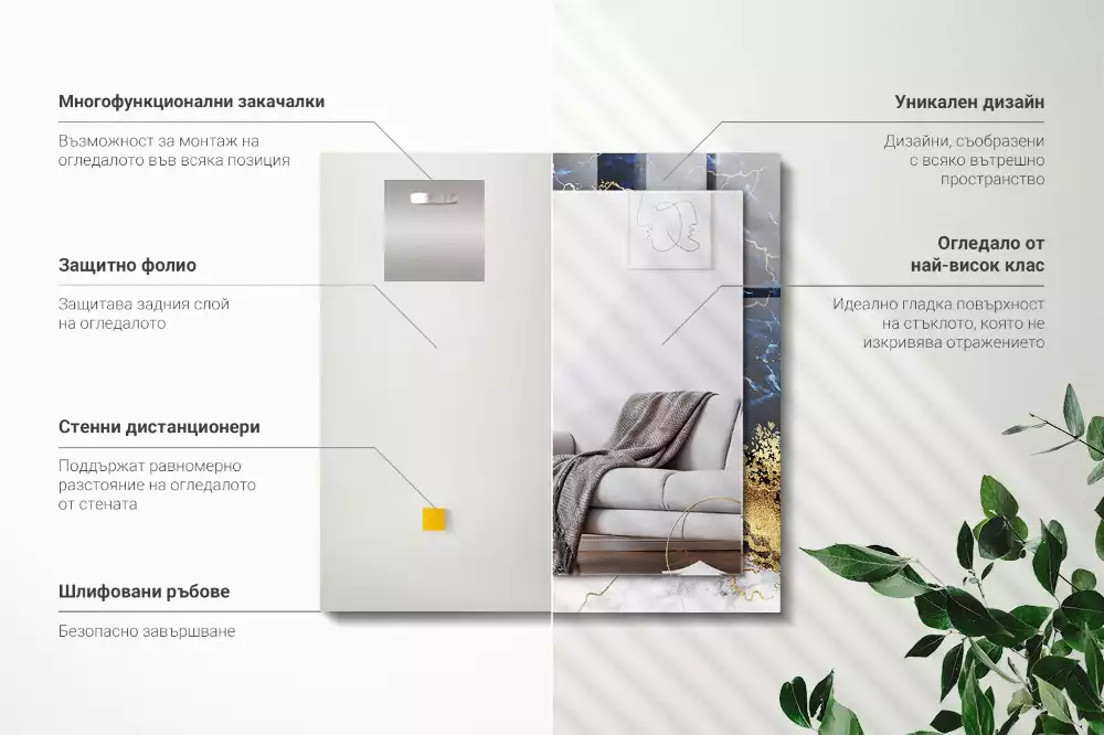 Lustro dekoracyjne w stylu abstrakcji marmuru