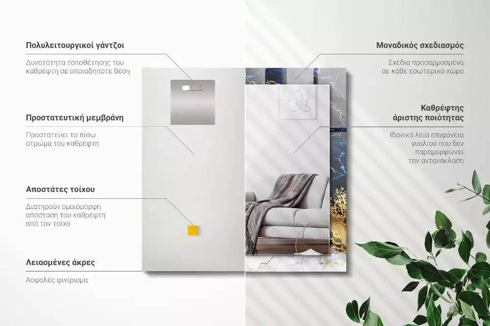 Lustro dekoracyjne w stylu abstrakcji marmuru