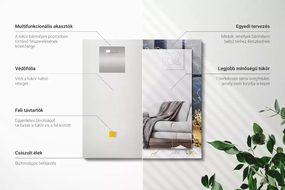 Lustro dekoracyjne w stylu abstrakcji marmuru