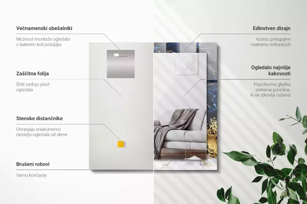 Lustro dekoracyjne w stylu abstrakcji marmuru