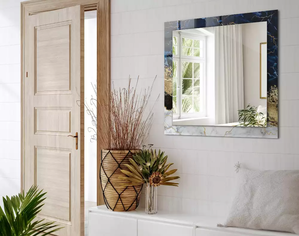 Lustro dekoracyjne w stylu abstrakcji marmuru