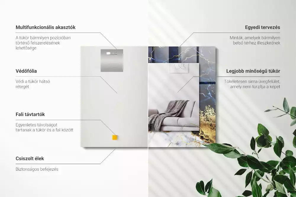 Lustro dekoracyjne w stylu abstrakcji marmuru