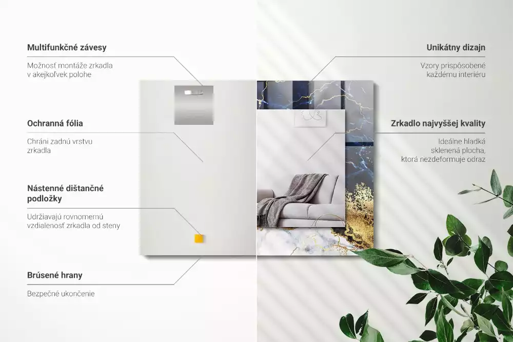 Lustro dekoracyjne w stylu abstrakcji marmuru