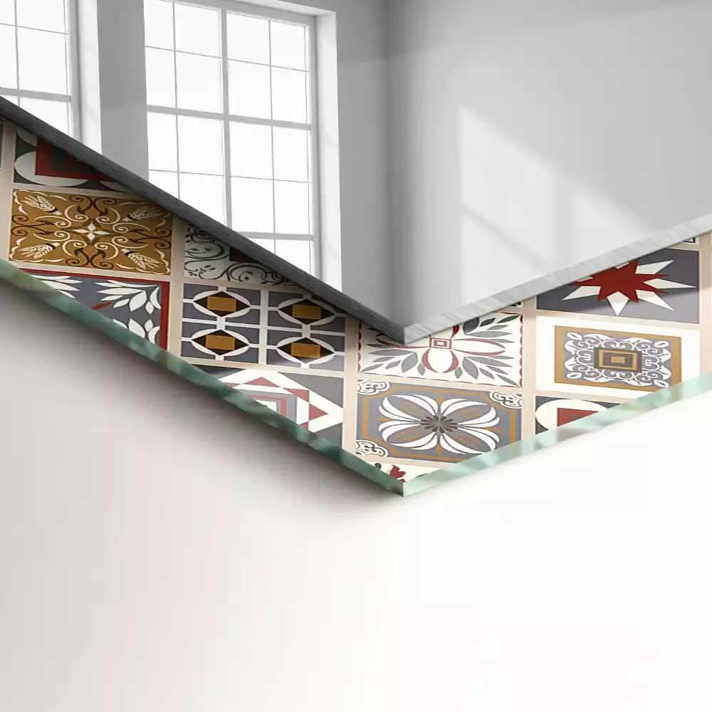 Lustro dekoracyjne prostokątne z kolorowymi wzorami kafelkowymi