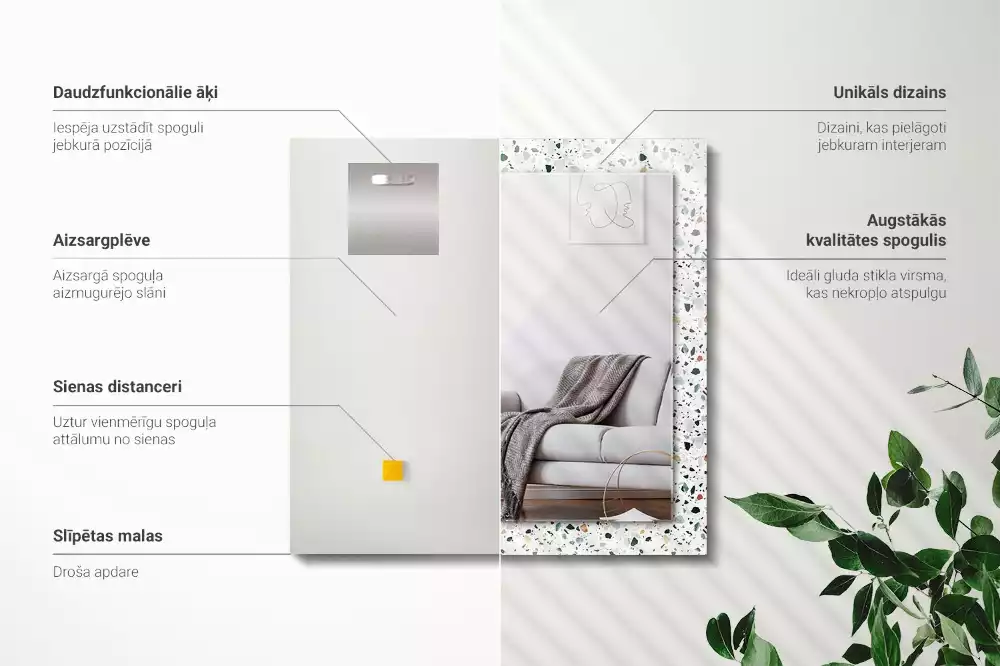 Lustro dekoracyjne prostokątne z nadrukiem w motyw terrazzo mosaic