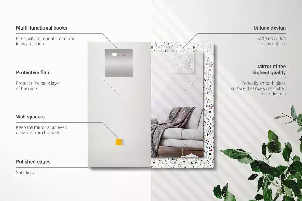 Lustro dekoracyjne prostokątne z nadrukiem w motyw terrazzo mosaic