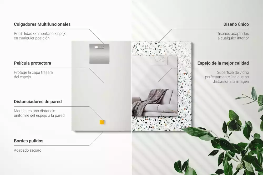 Lustro dekoracyjne prostokątne z nadrukiem w motyw terrazzo mosaic