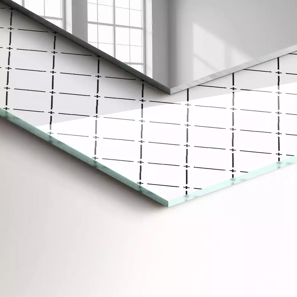 Lustro dekoracyjne prostokątne z wzorem kraty i delikatnymi liniami