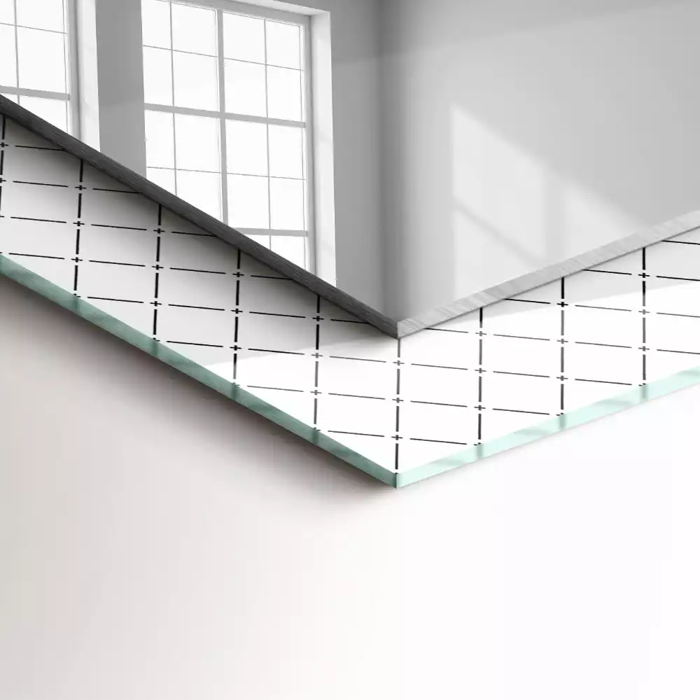 Lustro dekoracyjne prostokątne z wzorem kraty i delikatnymi liniami