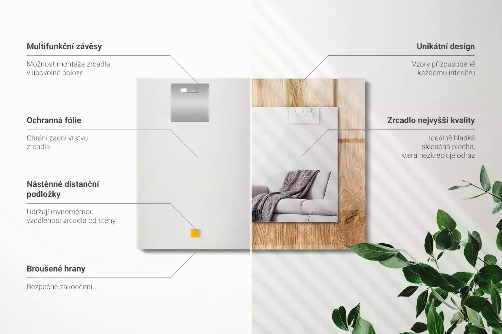 Lustro z nadrukiem prostokątne Drewniana tekstura