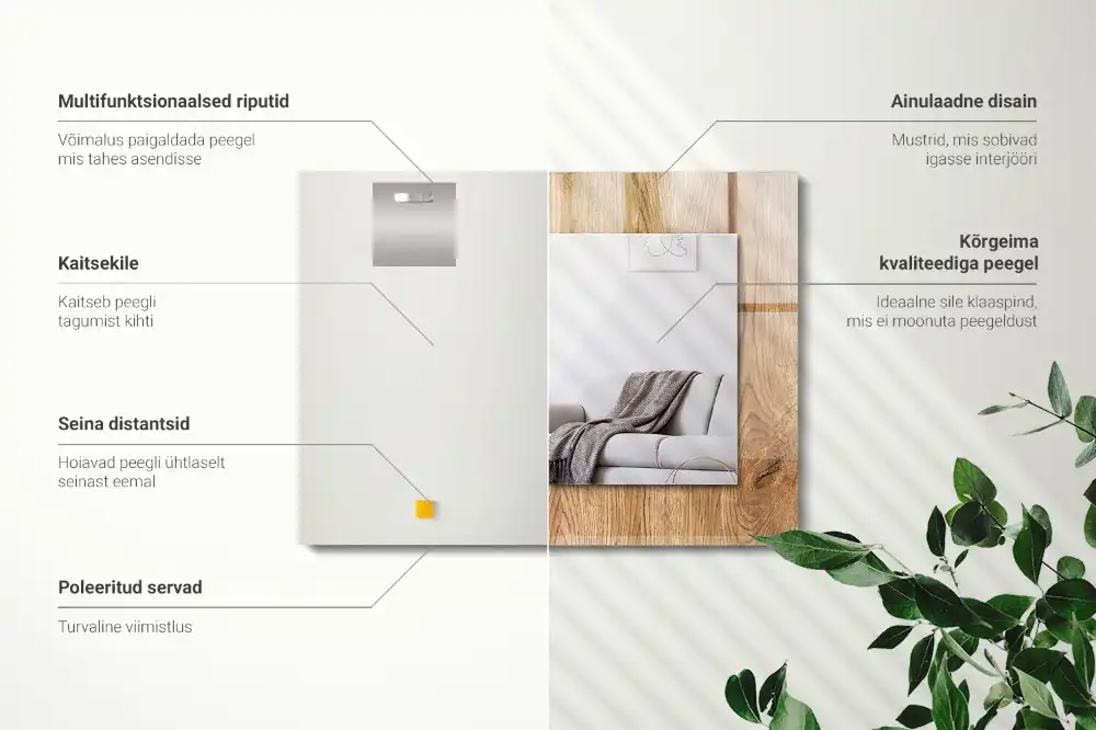 Lustro prostokątne z nadrukiem w motywie drewnianej tekstury