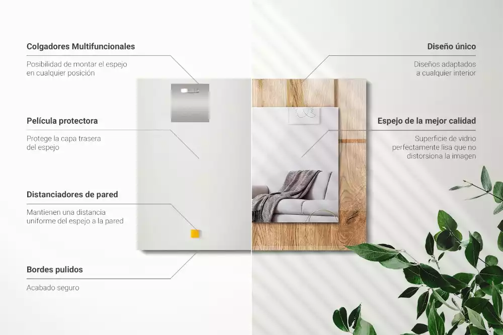 Lustro z nadrukiem prostokątne Drewniana tekstura