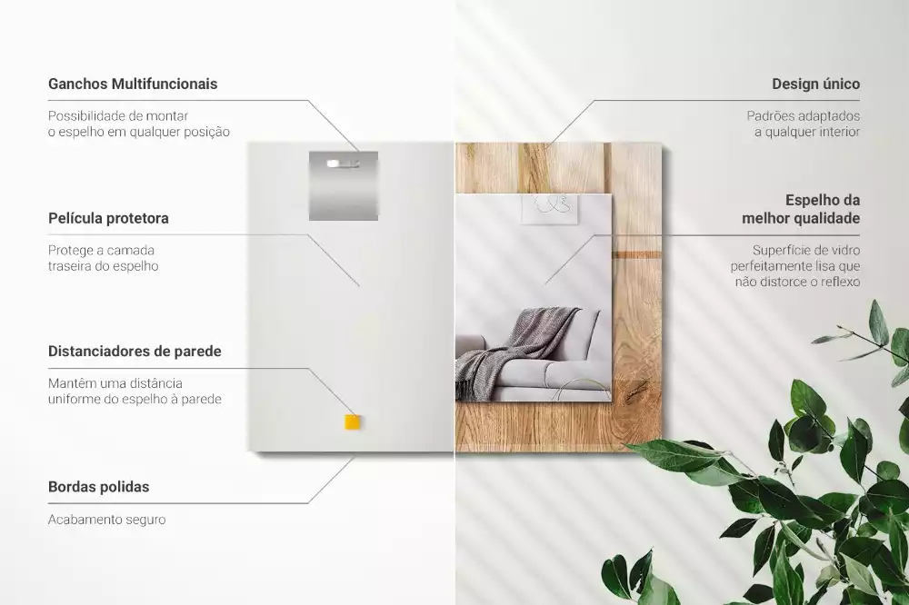 Lustro z nadrukiem prostokątne Drewniana tekstura