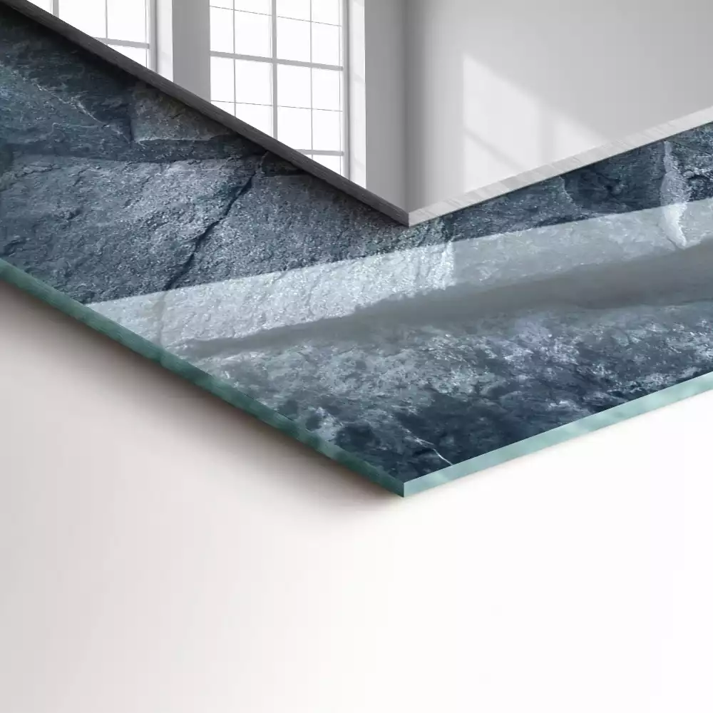 Lustro dekoracyjne z nadrukiem przedstawiającym teksturę skały