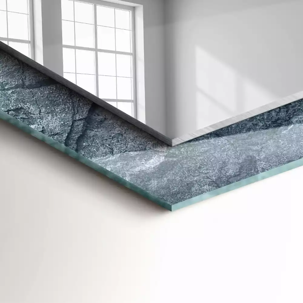 Lustro dekoracyjne z nadrukiem przedstawiającym teksturę skały