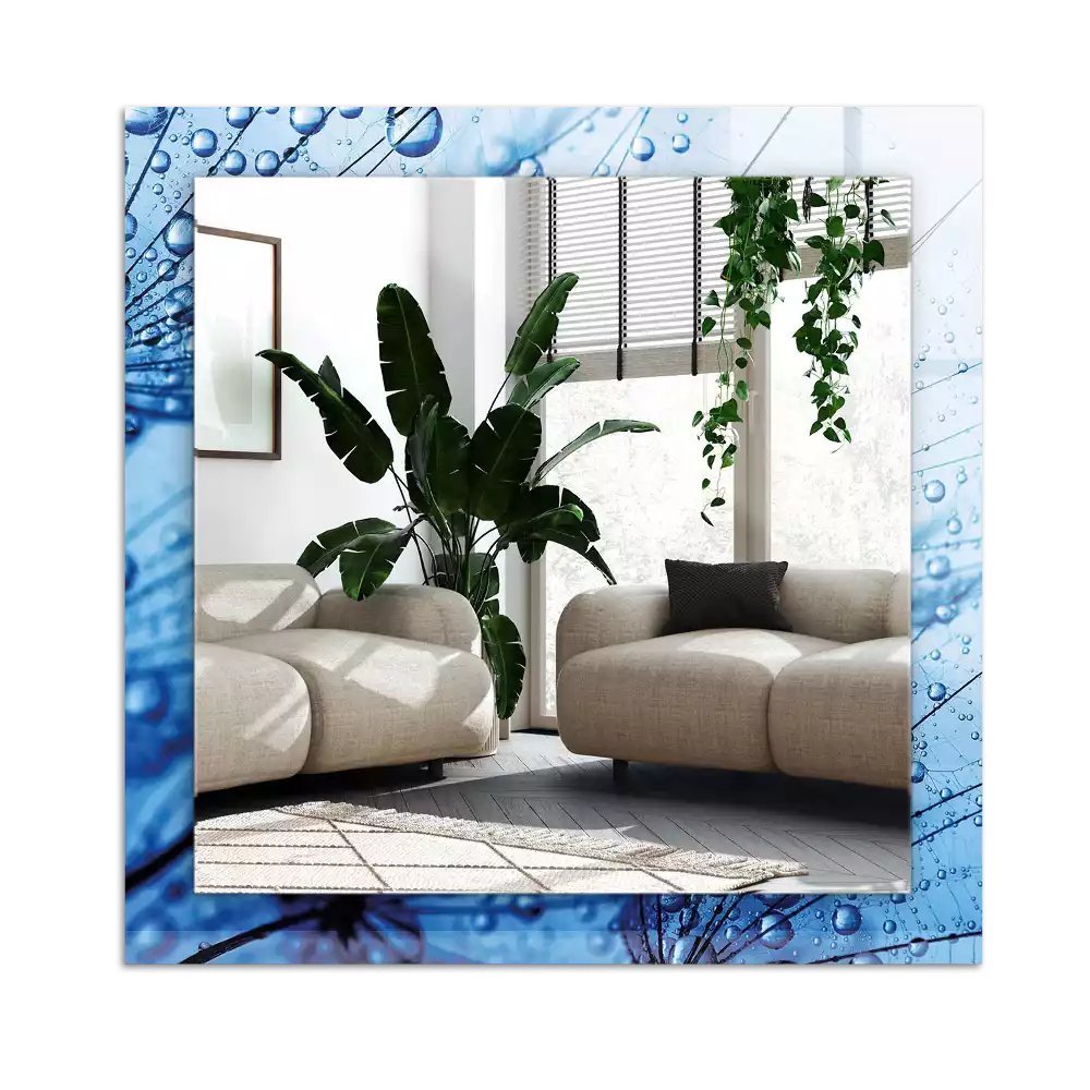 Lustro dekoracyjne prostokątne z motywem kropli na dmuchawcach