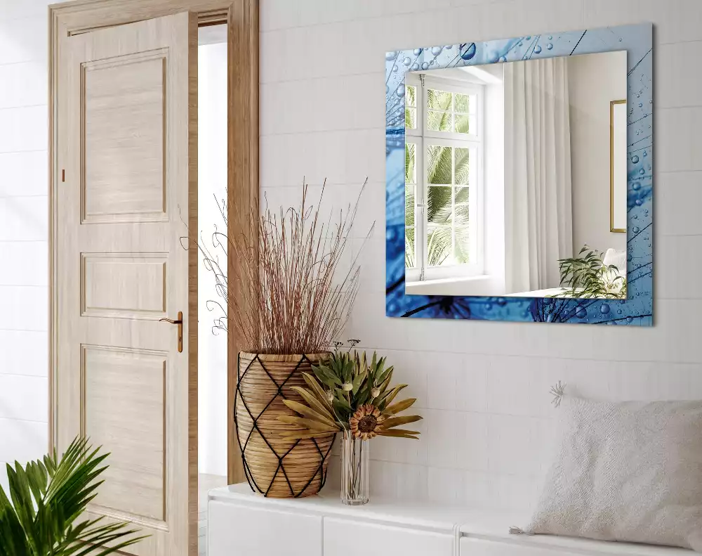 Lustro dekoracyjne prostokątne z motywem kropli na dmuchawcach