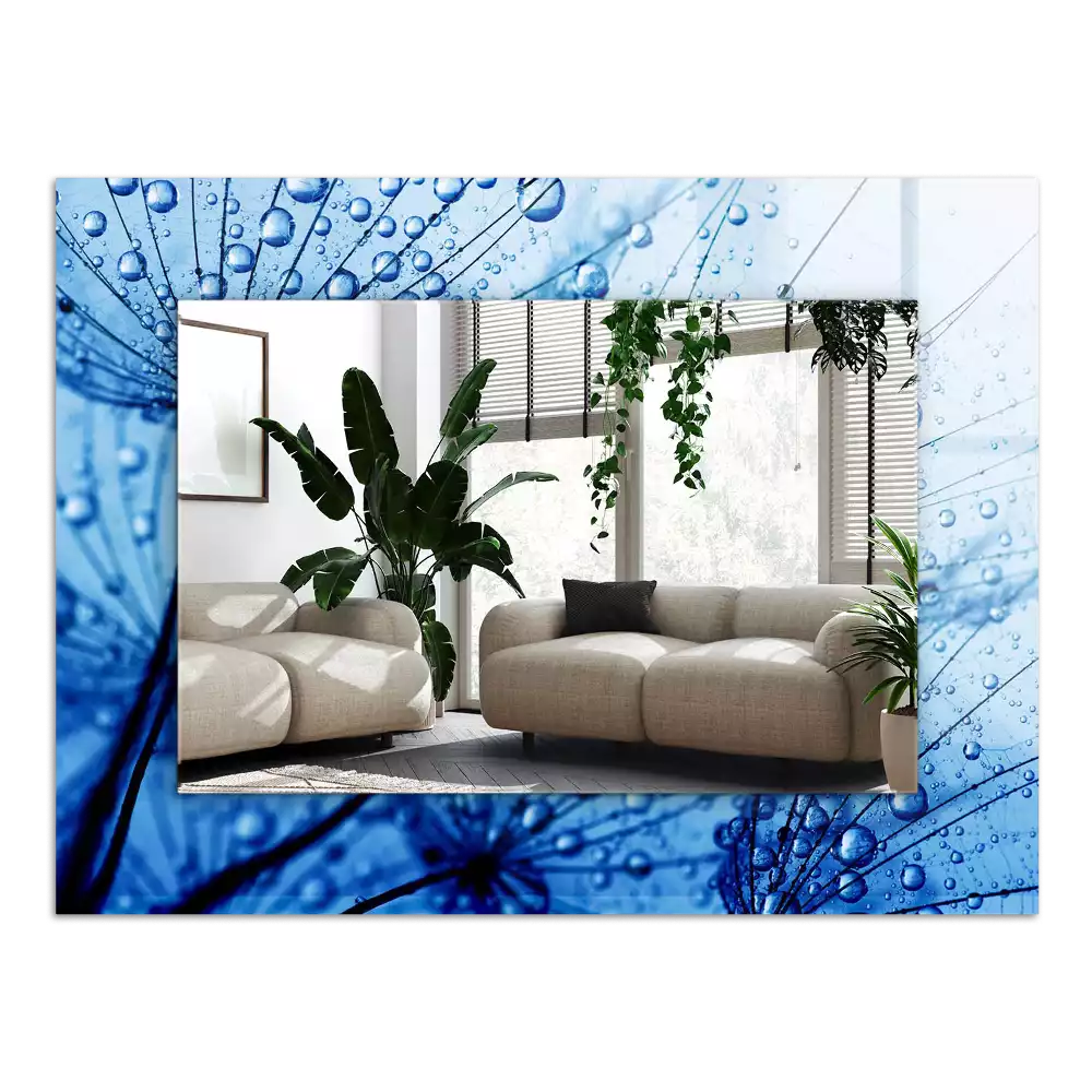 Lustro dekoracyjne prostokątne z motywem kropli na dmuchawcach