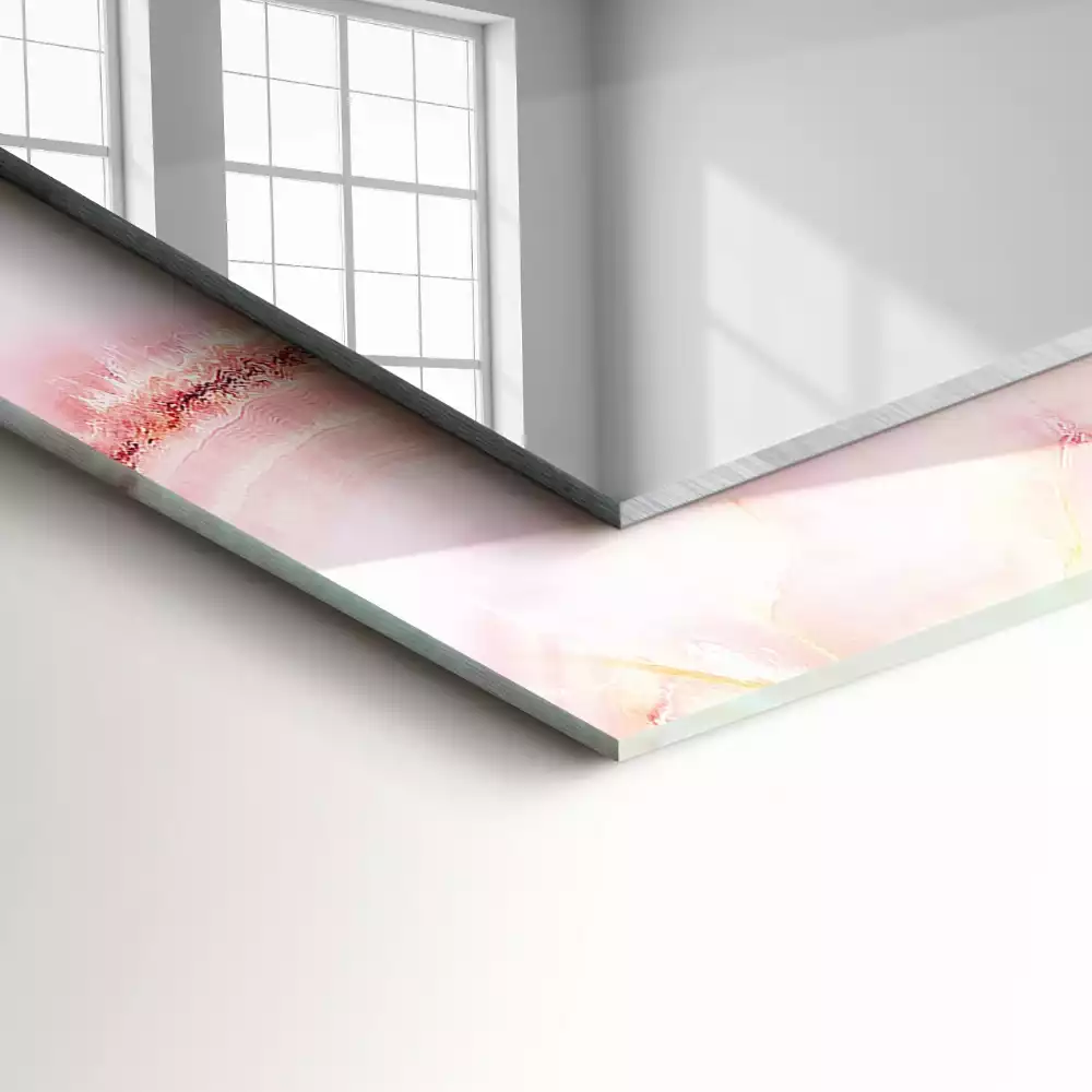 Lustro dekoracyjne prostokątne z motywem różowego marmuru