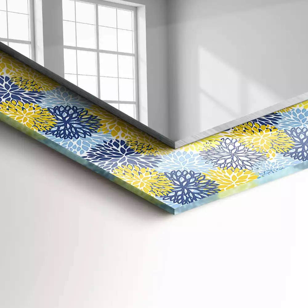 Lustro prostokątne z nadrukiem w kolorowy wzór kwiatowy