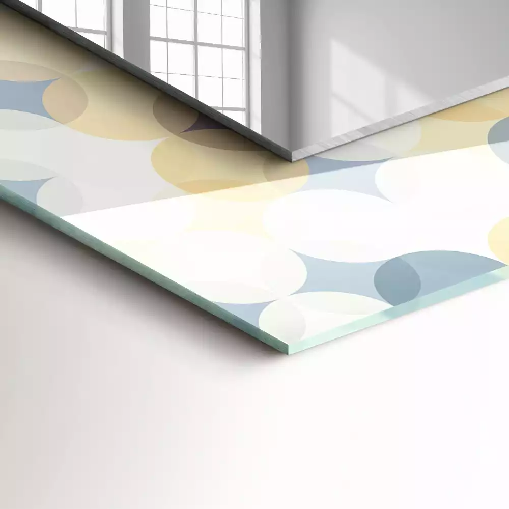 Lustro dekoracyjne z nadrukiem w kolorowe okrągłe wzory