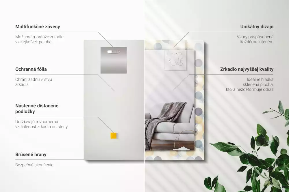 Lustro dekoracyjne z nadrukiem w kolorowe okrągłe wzory