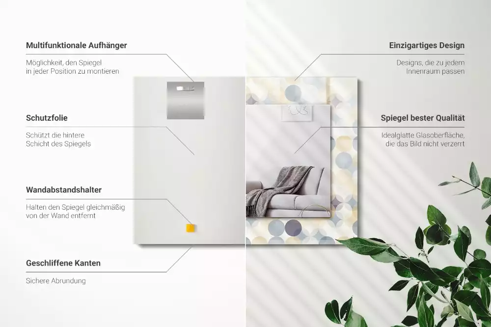 Lustro dekoracyjne z nadrukiem w kolorowe okrągłe wzory