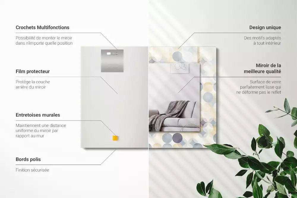 Lustro dekoracyjne z nadrukiem w kolorowe okrągłe wzory