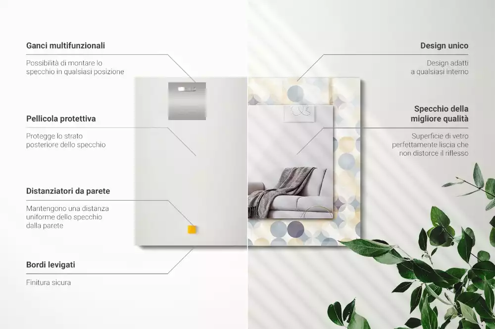 Lustro dekoracyjne z nadrukiem w kolorowe okrągłe wzory