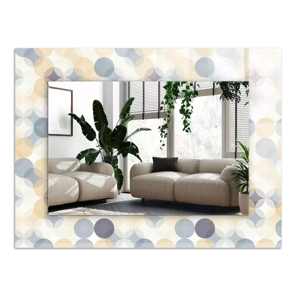 Lustro dekoracyjne z nadrukiem w kolorowe okrągłe wzory