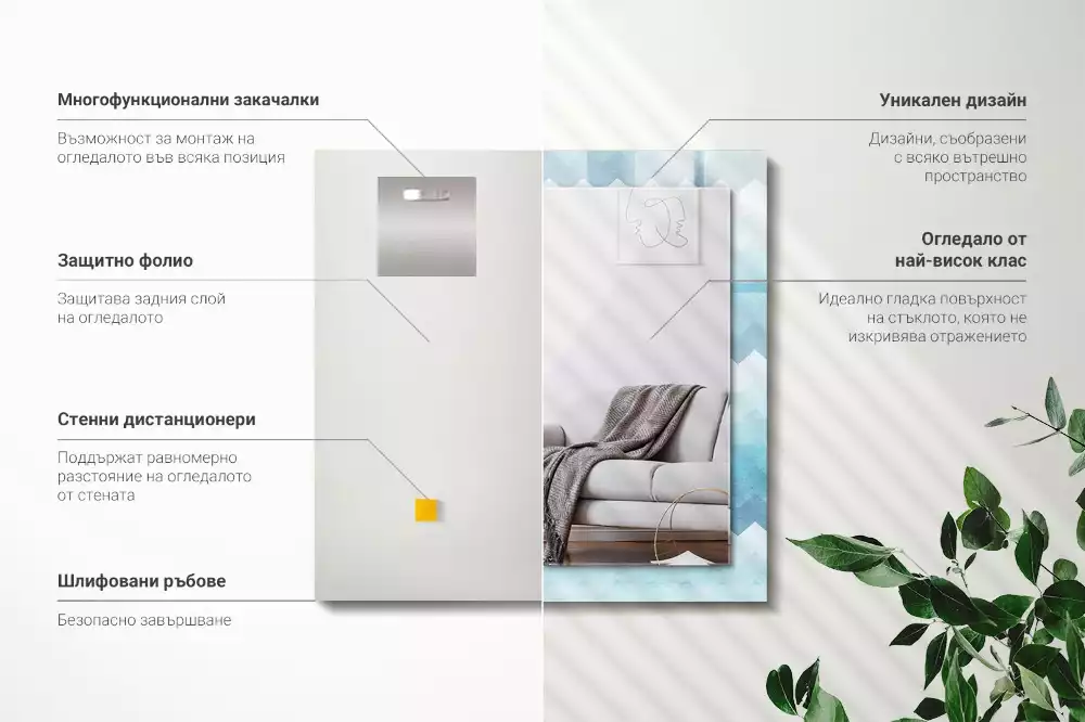 Lustro dekoracyjne prostokątne z zygzakowatym wzorem w gradiencie