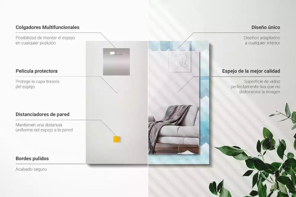 Lustro dekoracyjne prostokątne z zygzakowatym wzorem w gradiencie