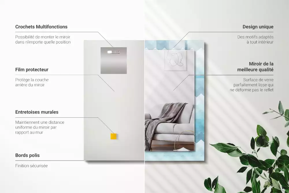 Lustro dekoracyjne prostokątne z zygzakowatym wzorem w gradiencie