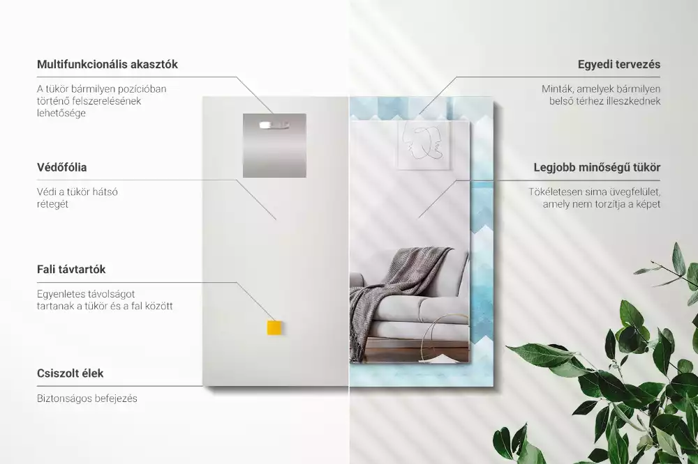 Lustro dekoracyjne prostokątne z zygzakowatym wzorem w gradiencie