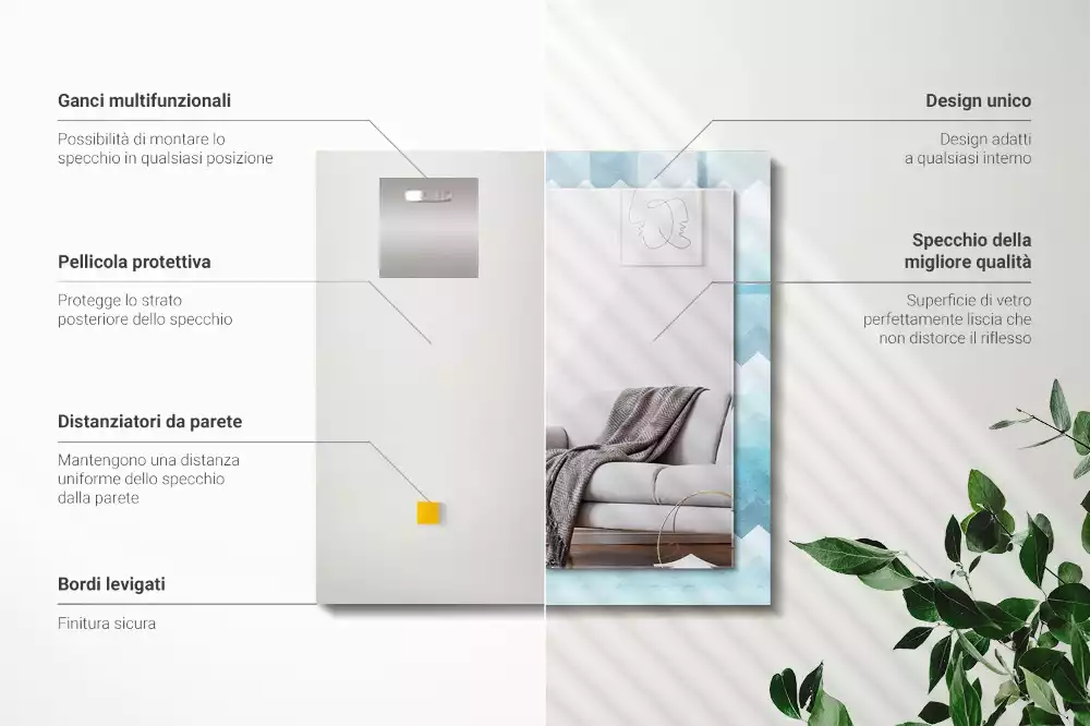 Lustro dekoracyjne prostokątne z zygzakowatym wzorem w gradiencie