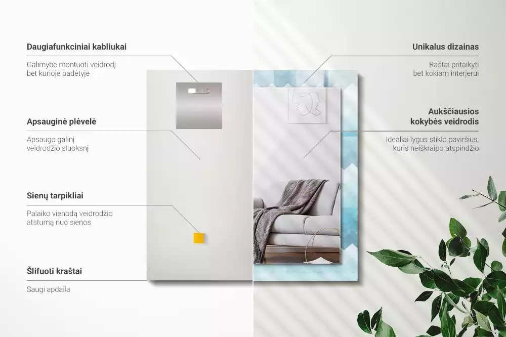 Lustro dekoracyjne prostokątne z zygzakowatym wzorem w gradiencie