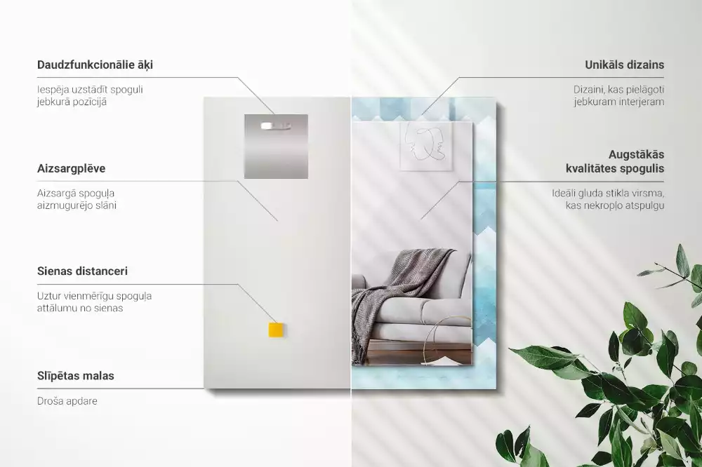 Lustro dekoracyjne prostokątne z zygzakowatym wzorem w gradiencie