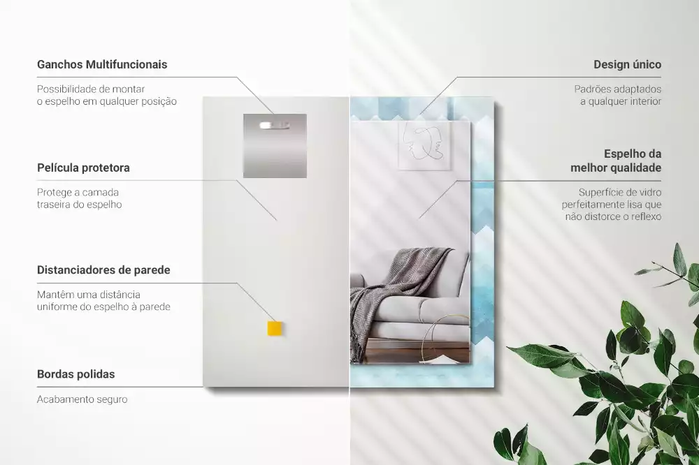 Lustro dekoracyjne prostokątne z zygzakowatym wzorem w gradiencie