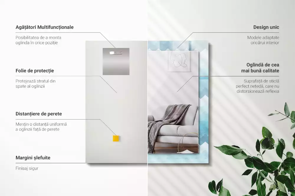 Lustro dekoracyjne prostokątne z zygzakowatym wzorem w gradiencie