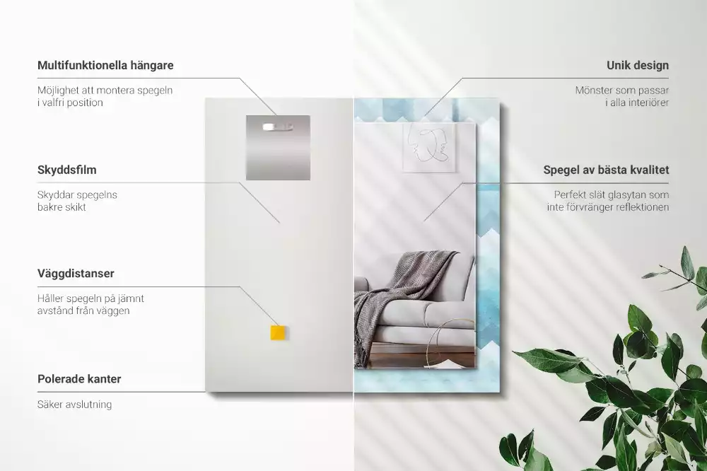 Lustro dekoracyjne prostokątne z zygzakowatym wzorem w gradiencie