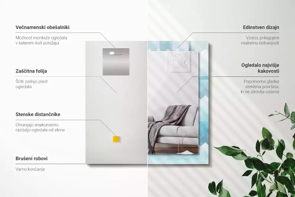 Lustro dekoracyjne prostokątne z zygzakowatym wzorem w gradiencie