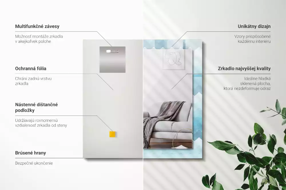 Lustro dekoracyjne prostokątne z zygzakowatym wzorem w gradiencie